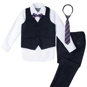 Big Boys' 5 Piece Pinstripe Vest Suit